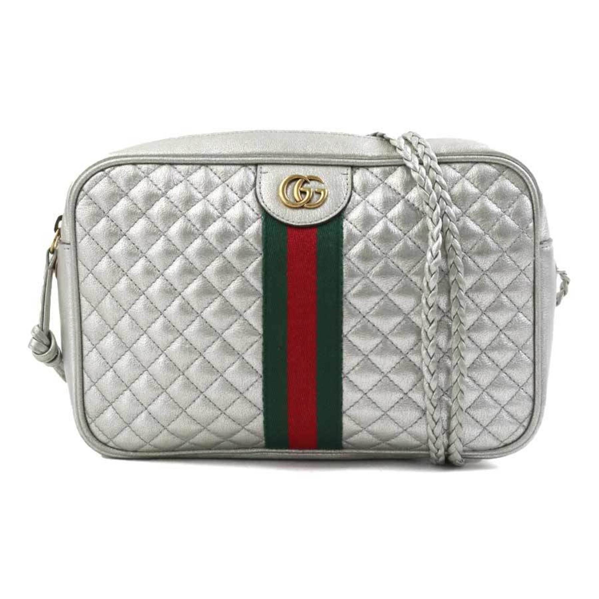 GUCCI Shoulder Bag GG Marmont Leather Silver Gold Women's 541051 e58876g