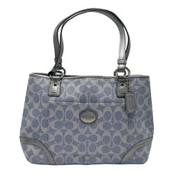 Coach COACH handbag signature leather light blue x silver ladies n0104