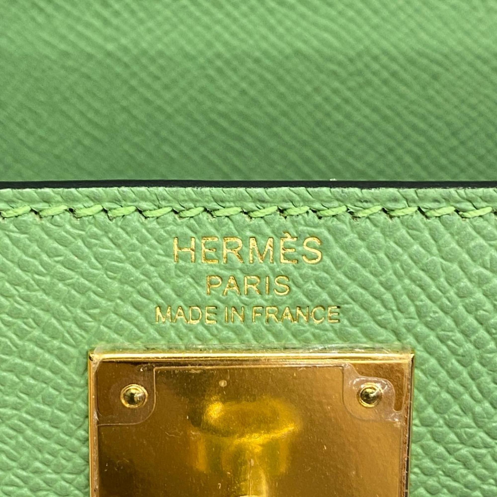 Hermes handbag Kelly 28 Y stamped Veau Epsom Vert Cricket for women