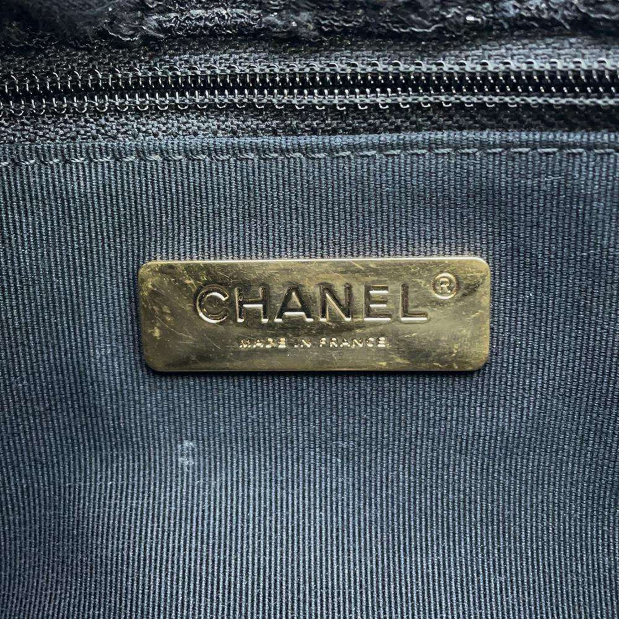 Chanel Chain Shoulder Bag 19 Flap Coco Mark Tweed AS1160 CHANEL Black