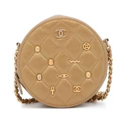 Chanel Chain Shoulder Bag Coco Mark Matelasse Round Lambskin CHANEL