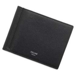 Celine Bi-fold Wallet Bill Clip Grained Calf Leather 10J793BEL Money Black