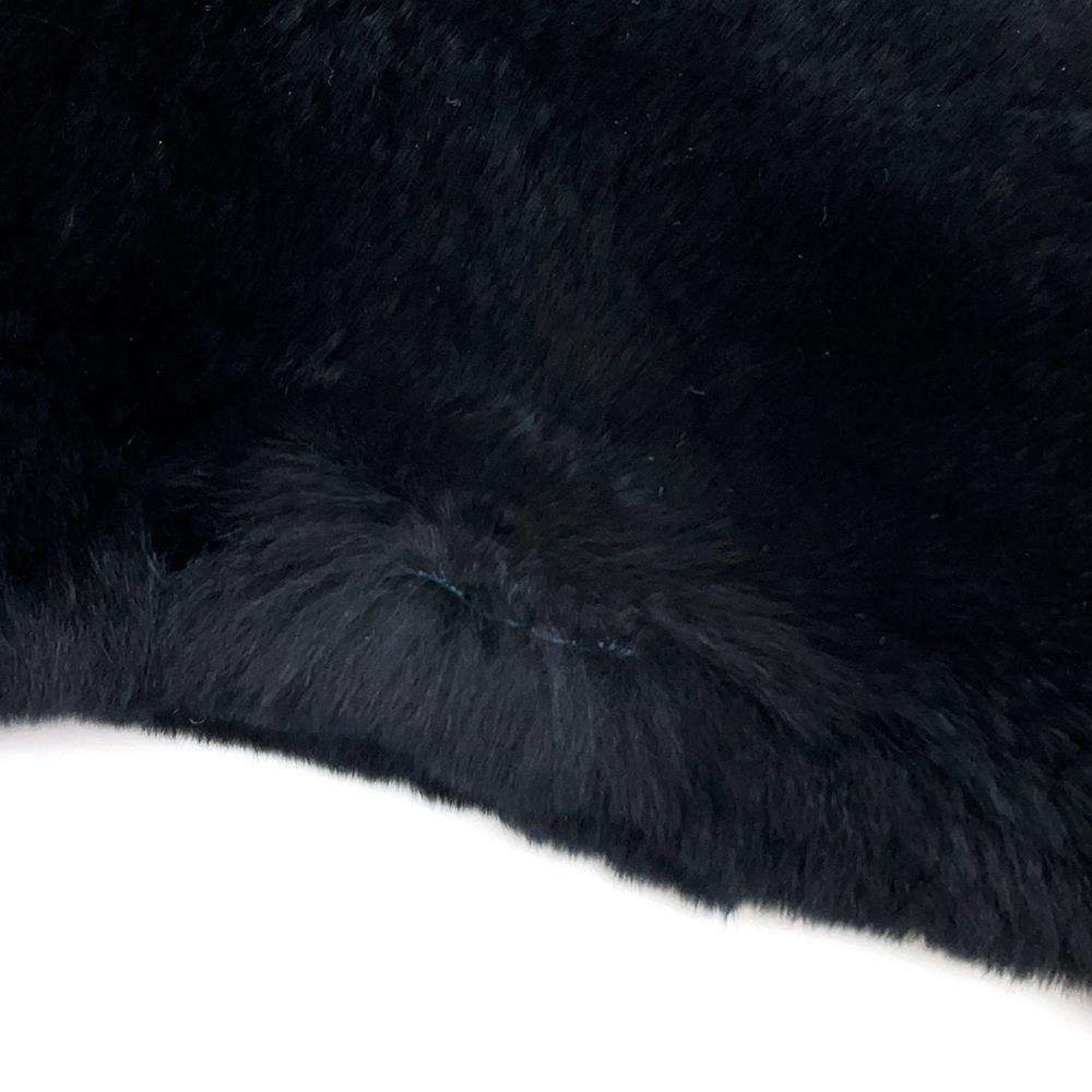 Chanel scarf Coco mark rabbit fur CHANEL neck warmer Lapin black white