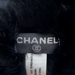 Chanel scarf Coco mark rabbit fur CHANEL neck warmer Lapin black white