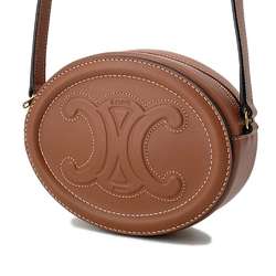 Celine Shoulder Bag Triomphe Cuir Oval Purse Leather 101703DPQ CELINE Crossbody Brown