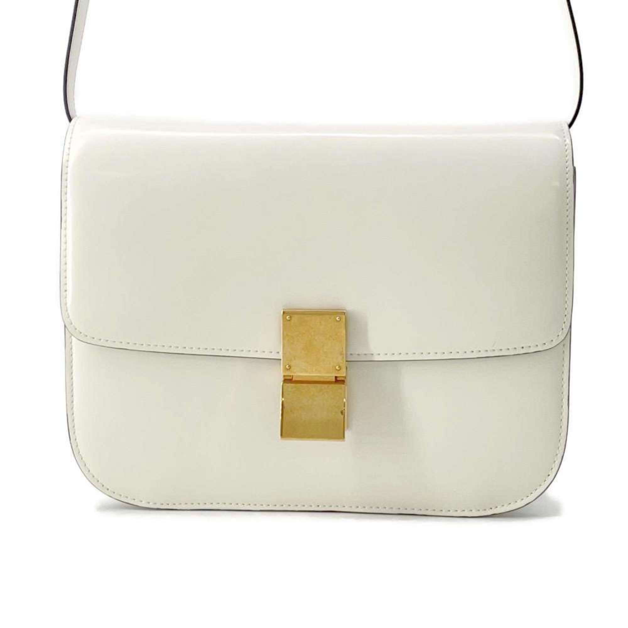 Celine shoulder bag classic box medium crossbody 164173 CELINE white