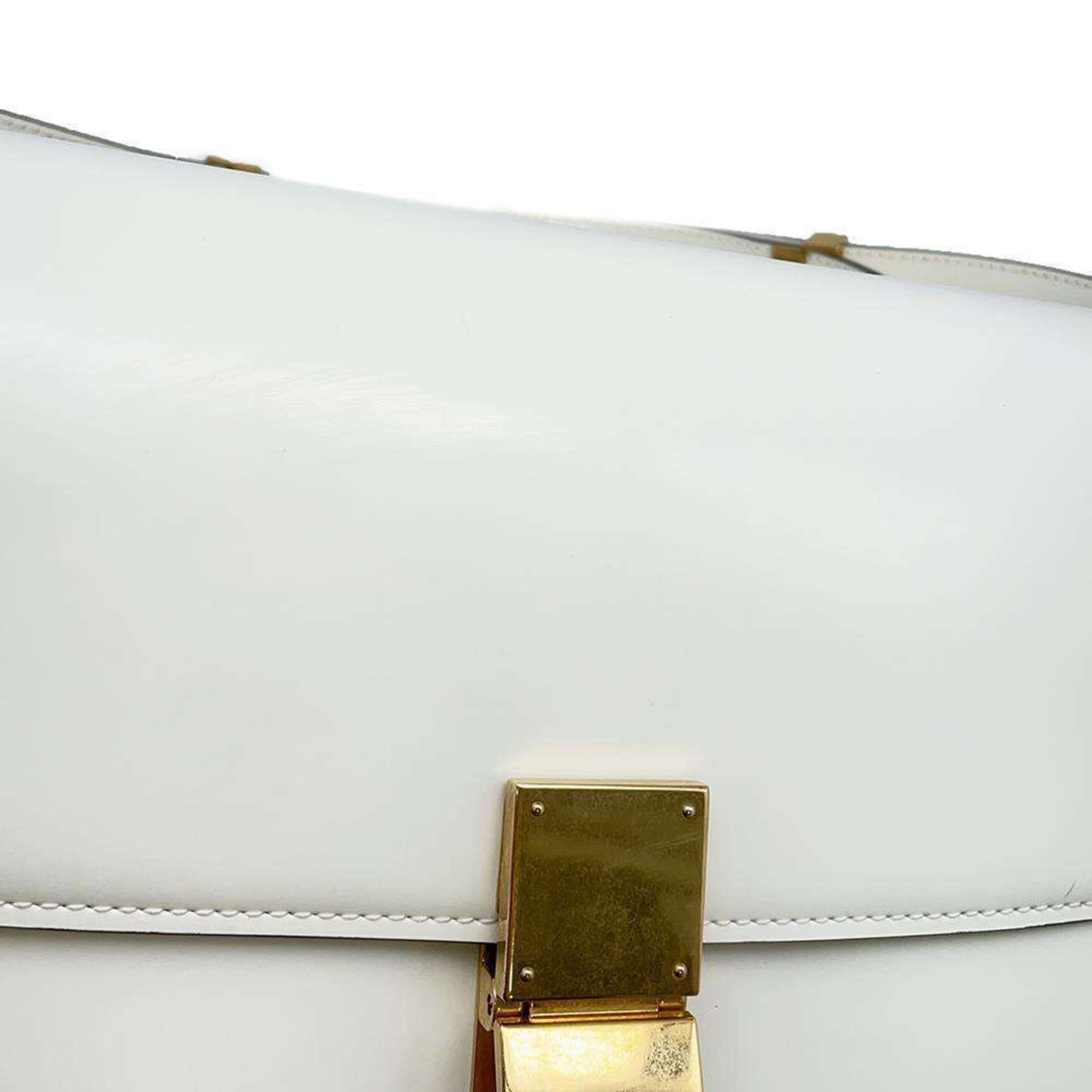 Celine shoulder bag classic box medium crossbody 164173 CELINE white