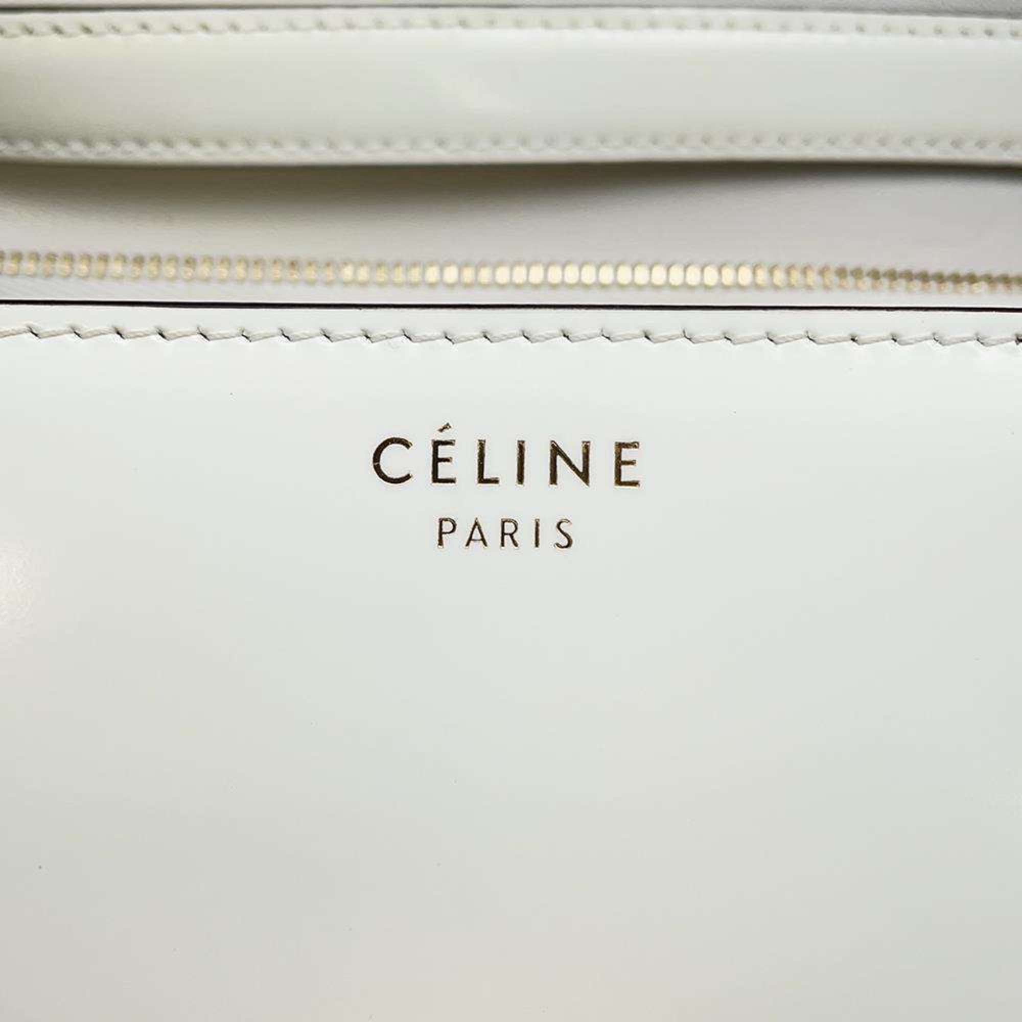 Celine shoulder bag classic box medium crossbody 164173 CELINE white