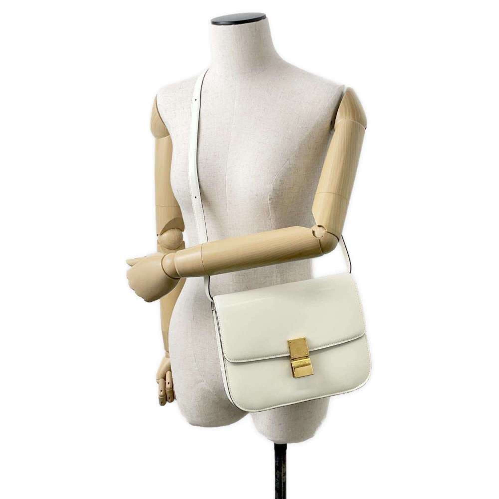 Celine shoulder bag classic box medium crossbody 164173 CELINE white