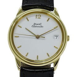 Piaget PIAGET Watch Men's Guvenar Date Automatic AT 750YG Leather 15988 Gold White Black Round Overhauled and Polished