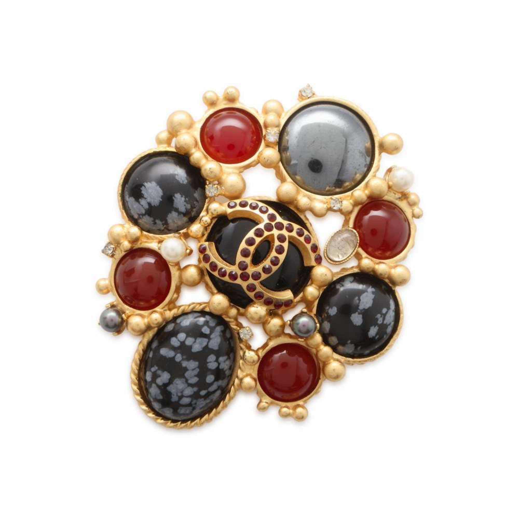 CHANEL Brooch Coco Mark Color Stone 01 A