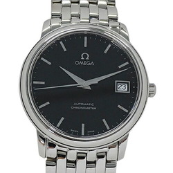 OMEGA De Ville Prestige 4500.51 Watch Men's Date Automatic AT Stainless Steel SS Silver Black Overhauled and Polished