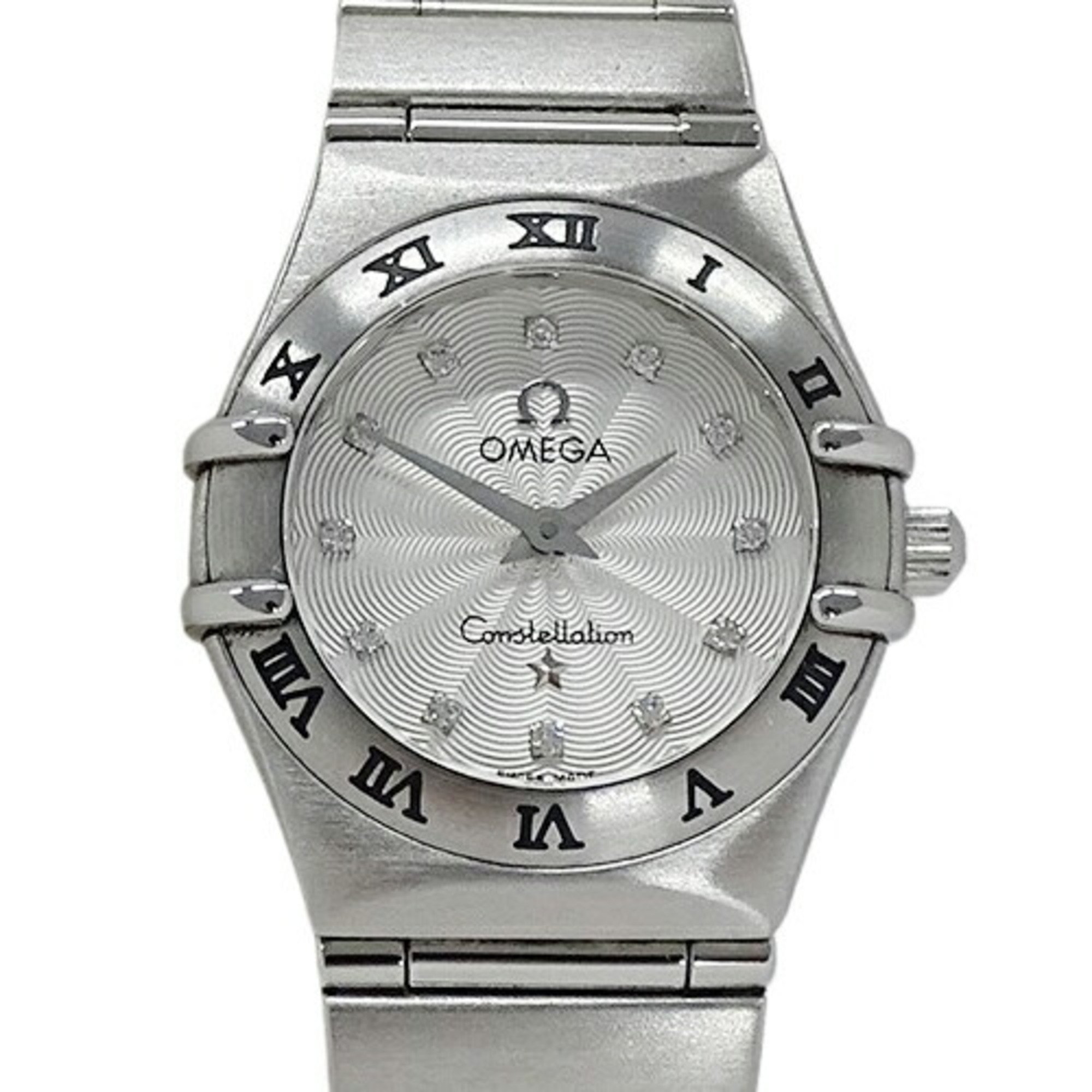 OMEGA Constellation 1562.36 Ladies Watch 12P Diamond Quartz Stainless Steel SS Silver White Polished