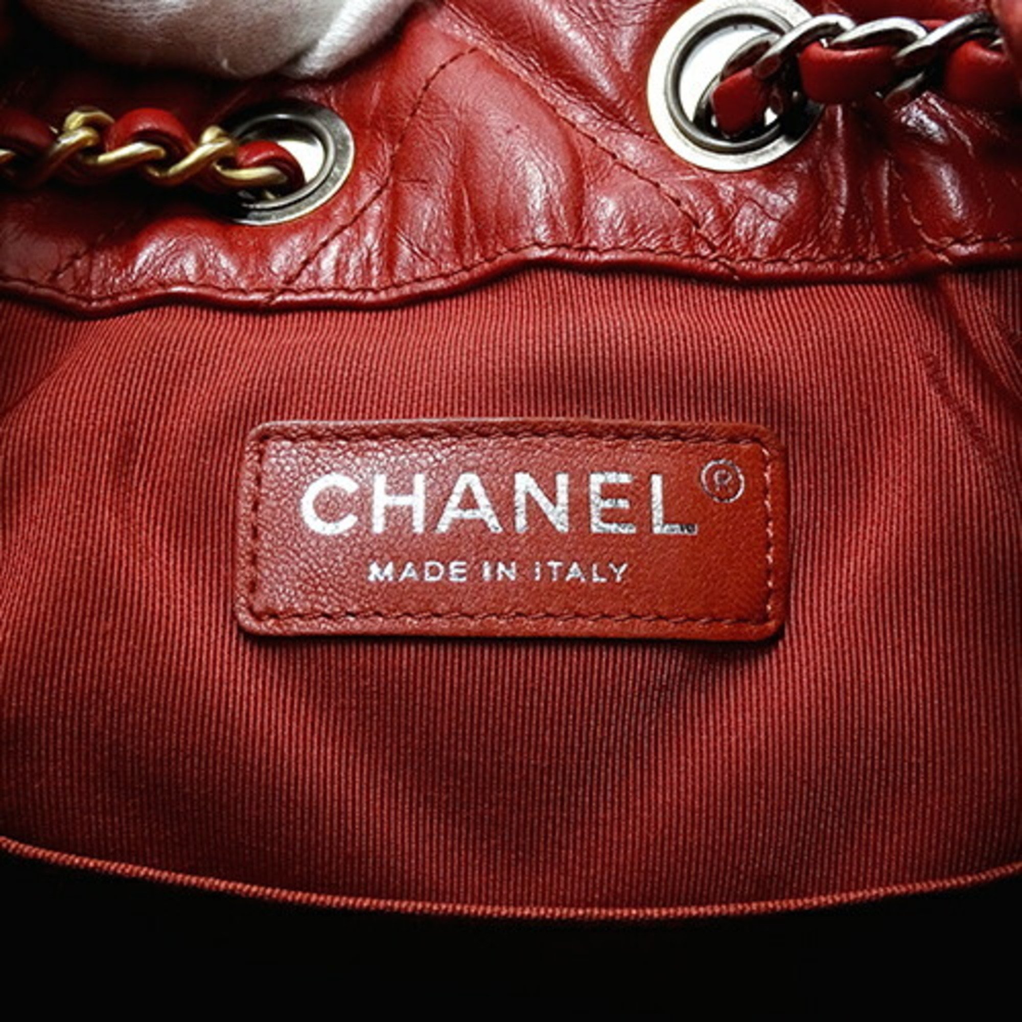 CHANEL Bag Gabrielle de Chanel Small Backpack Women's Leather Red Chain Compact