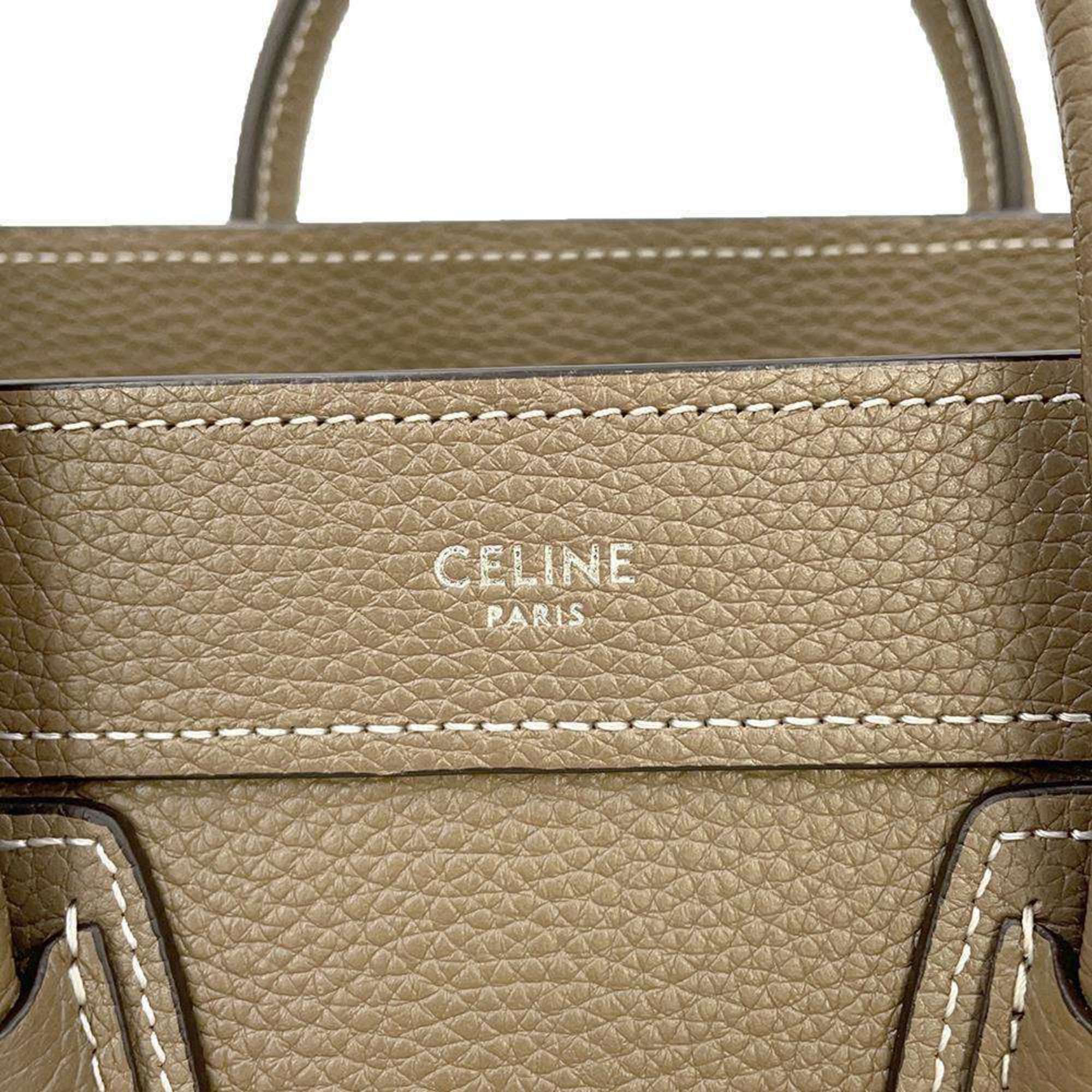 Celine Handbag Luggage Nano Shopper 189243 CELINE 2way Shoulder Bag Beige