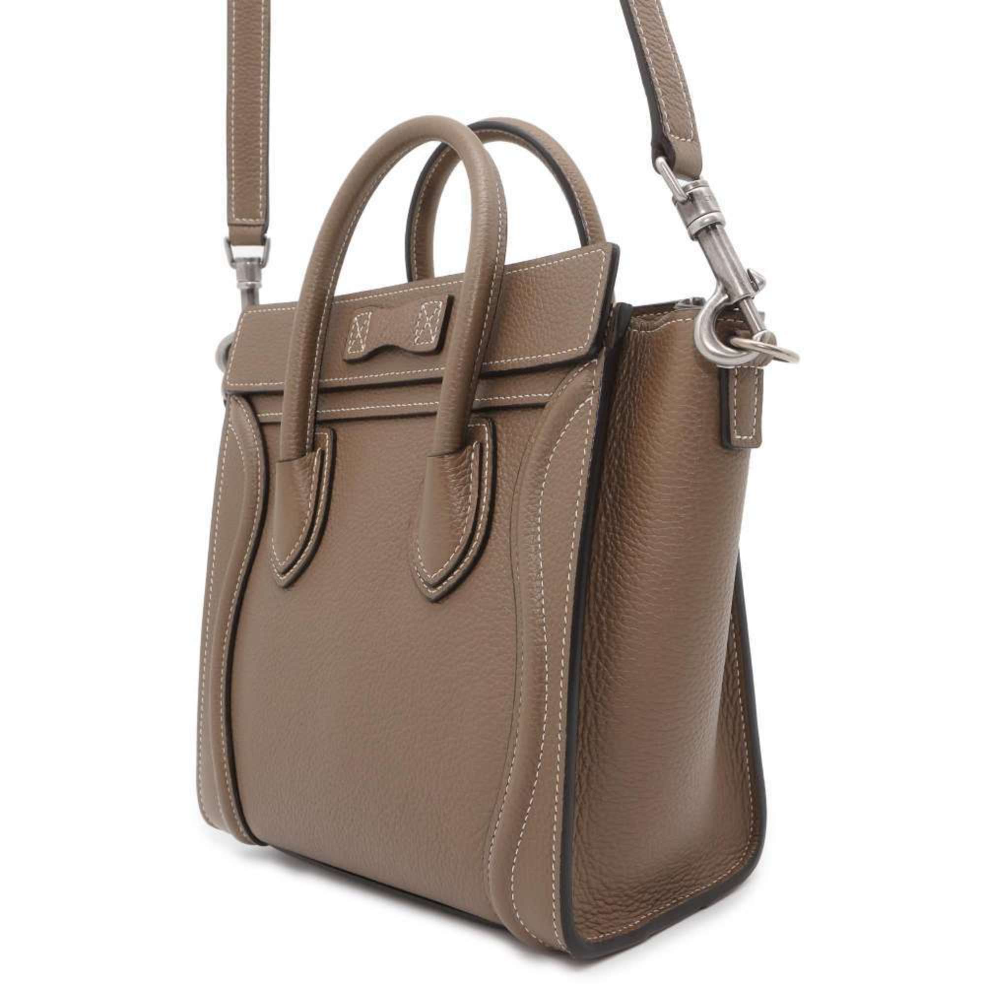 Celine Handbag Luggage Nano Shopper 189243 CELINE 2way Shoulder Bag Beige