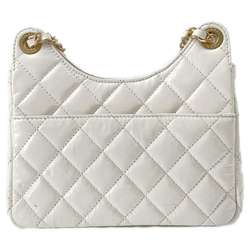 Chanel Chain Shoulder Bag Matelasse Coco Mark Hobo Small Shiny Calfskin AS3710 CHANEL White