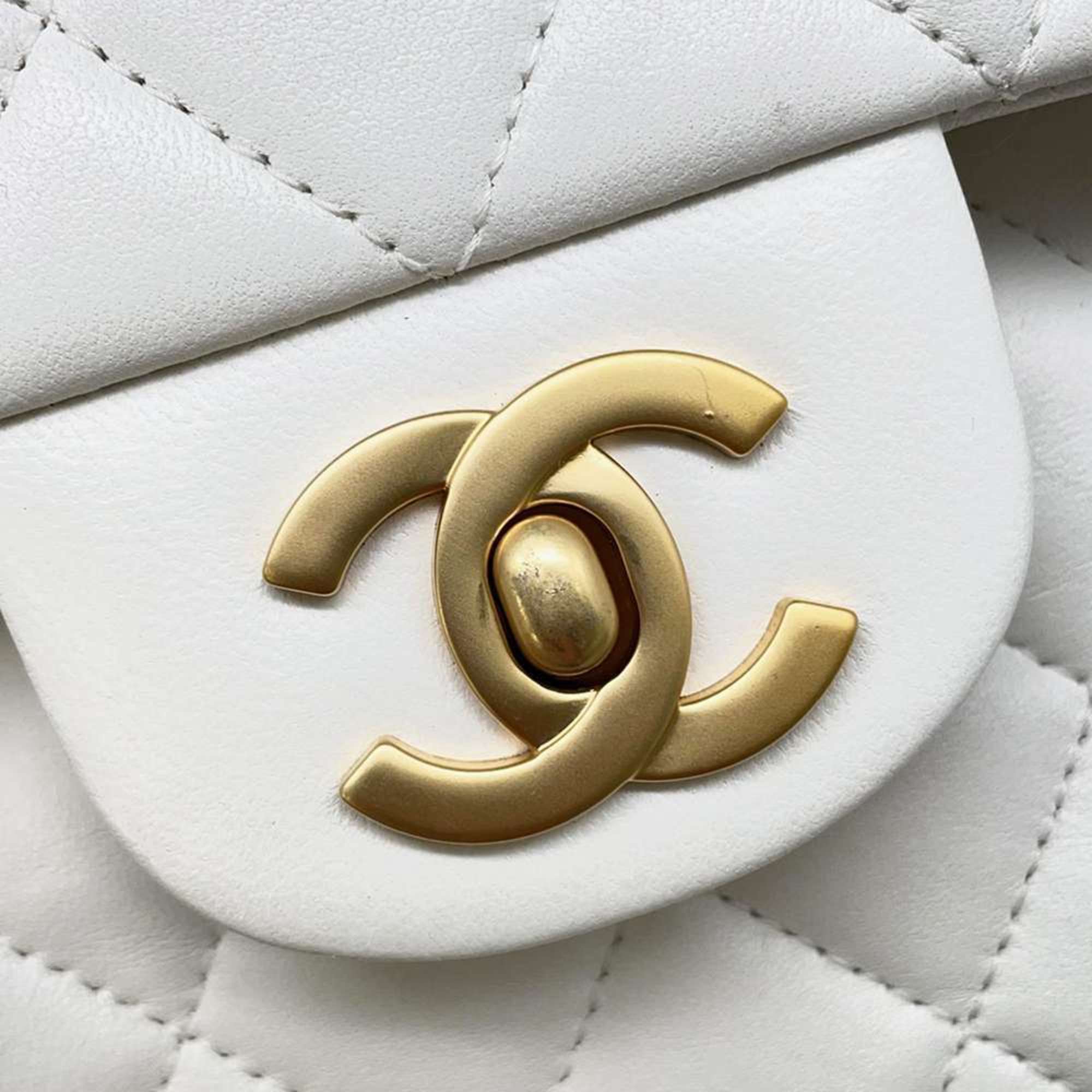 Chanel Chain Shoulder Bag Matelasse 23 Coco Mark Double A01113 CHANEL White