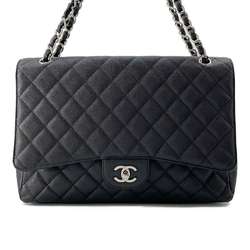 Chanel Chain Shoulder Bag Matelasse 30 Deca Single Flap Caviar Skin Double 2way Black