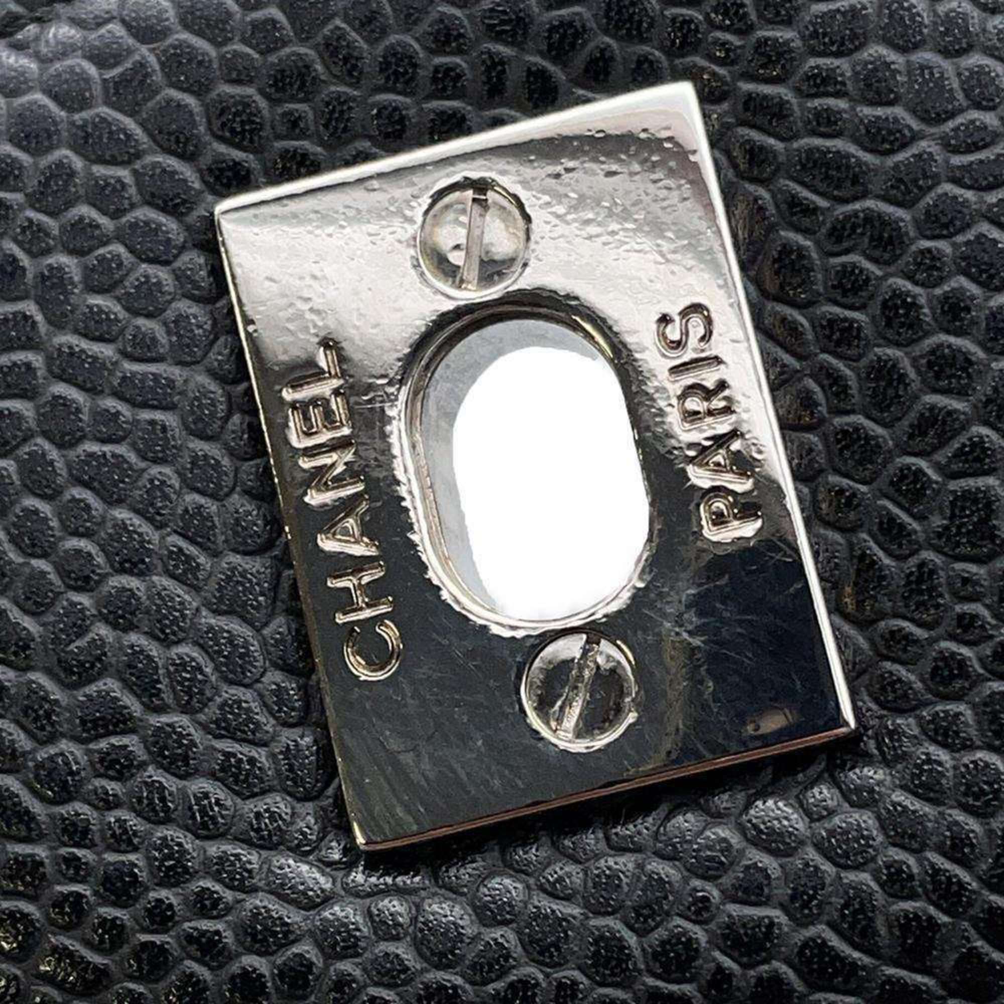 Chanel Chain Shoulder Bag Matelasse 30 Deca Single Flap Caviar Skin Double 2way Black