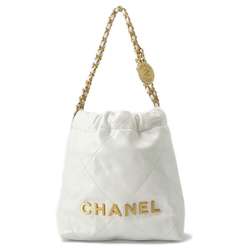 Chanel Chain Shoulder Bag 22 Calfskin AS3980 CHANEL White