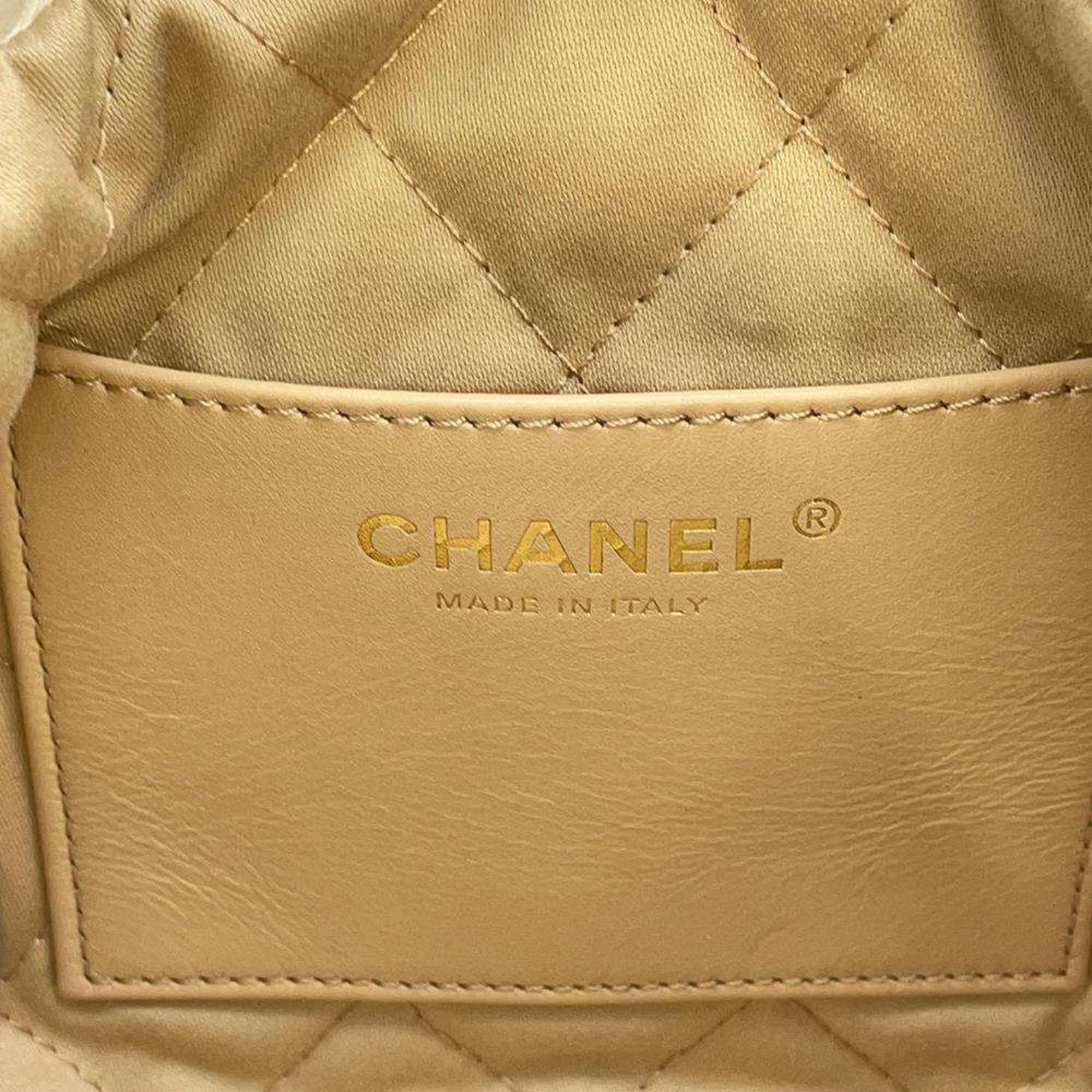 Chanel Chain Shoulder Bag 22 Calfskin AS3980 CHANEL White