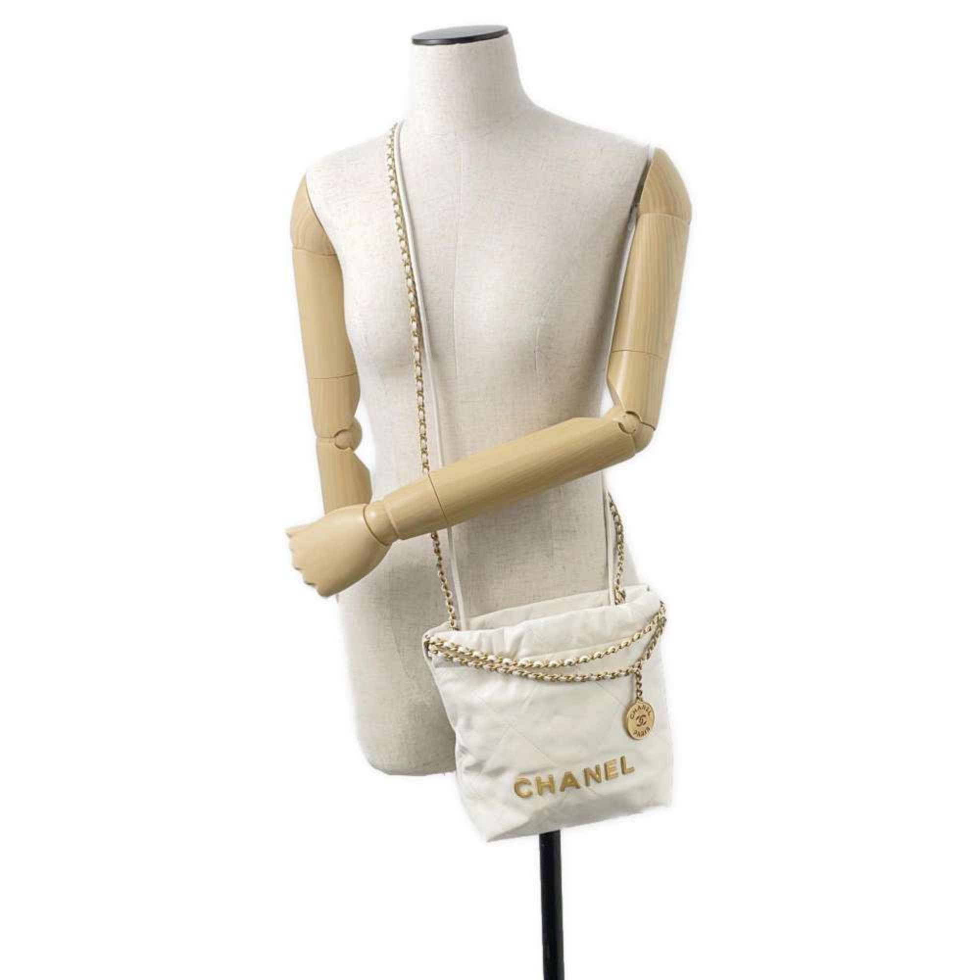 Chanel Chain Shoulder Bag 22 Calfskin AS3980 CHANEL White