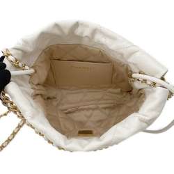 Chanel Chain Shoulder Bag 22 Calfskin AS3980 CHANEL White