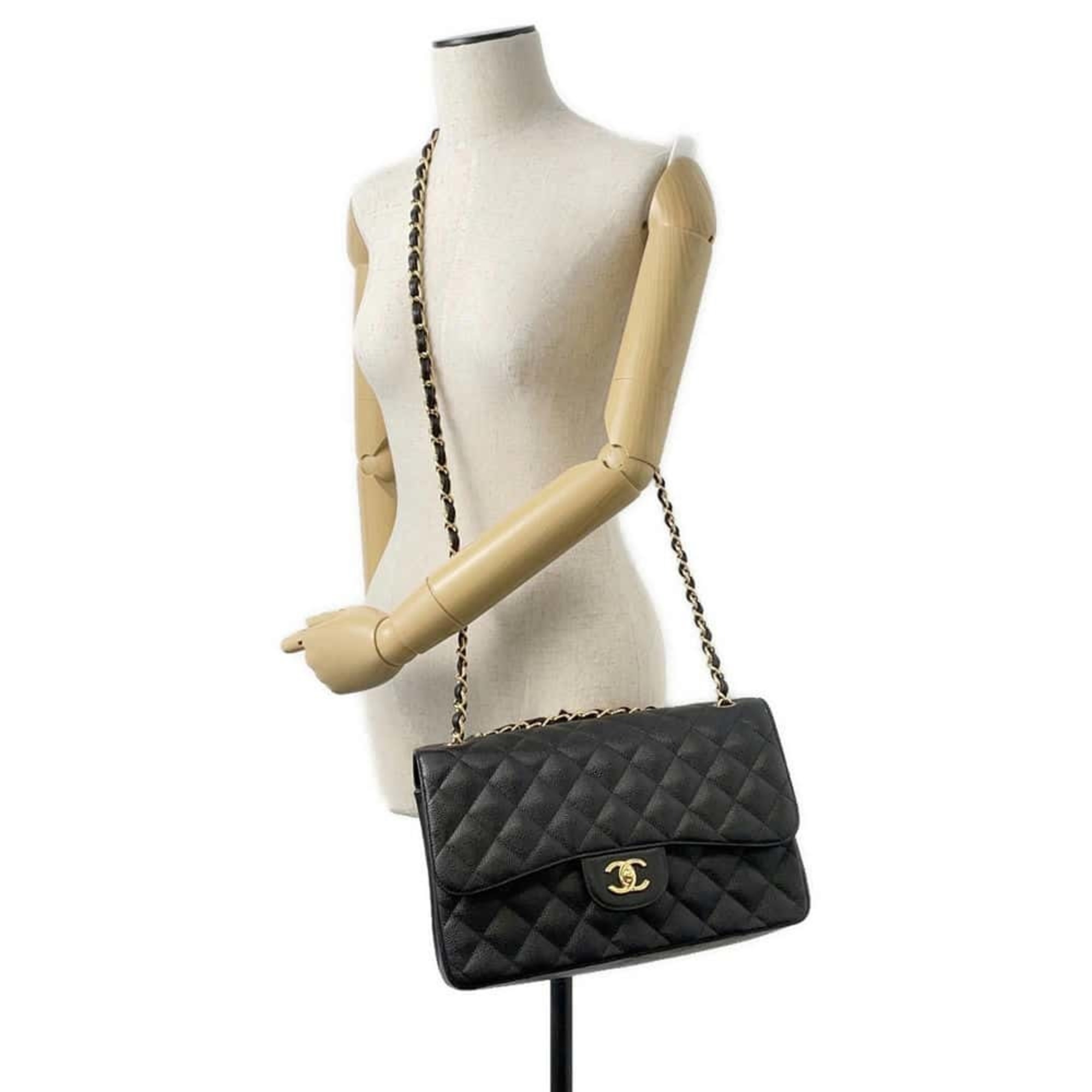 Chanel Chain Shoulder Bag Matelasse 30 Coco Mark Caviar Skin A58600 CHANEL Dekamato Black