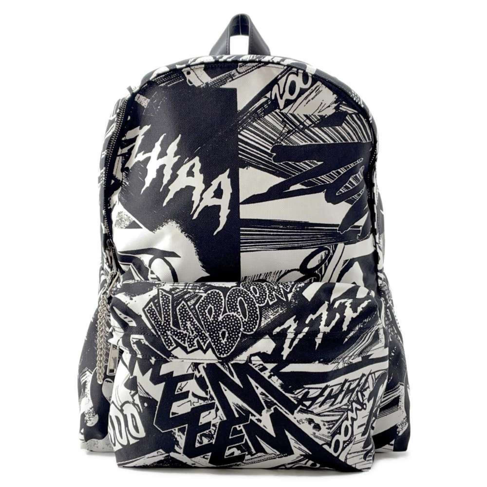 Celine Backpack Christian Marclay ZZHAA ZOW Print Canvas 188382BKG.38AW White Black