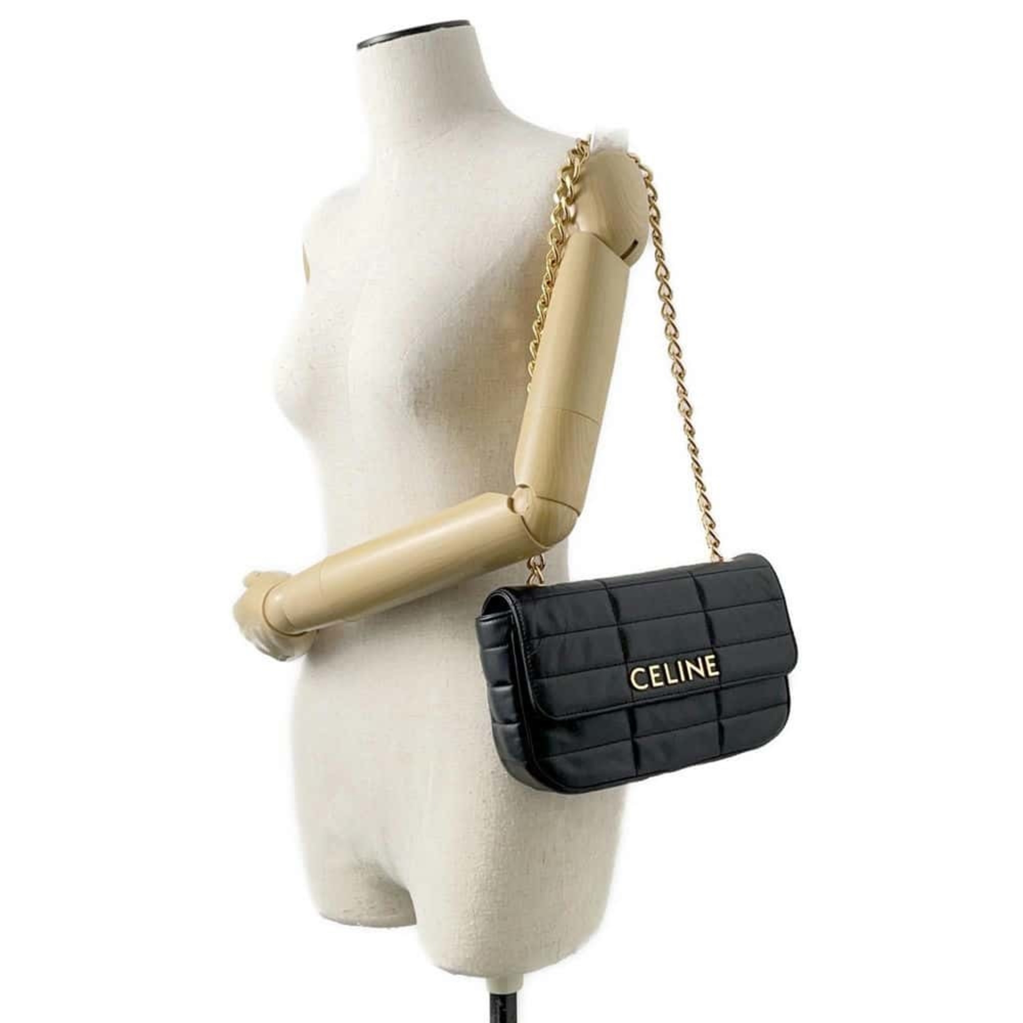 Celine Chain Shoulder Bag Matelasse Monochrome 111273EYD CELINE Black