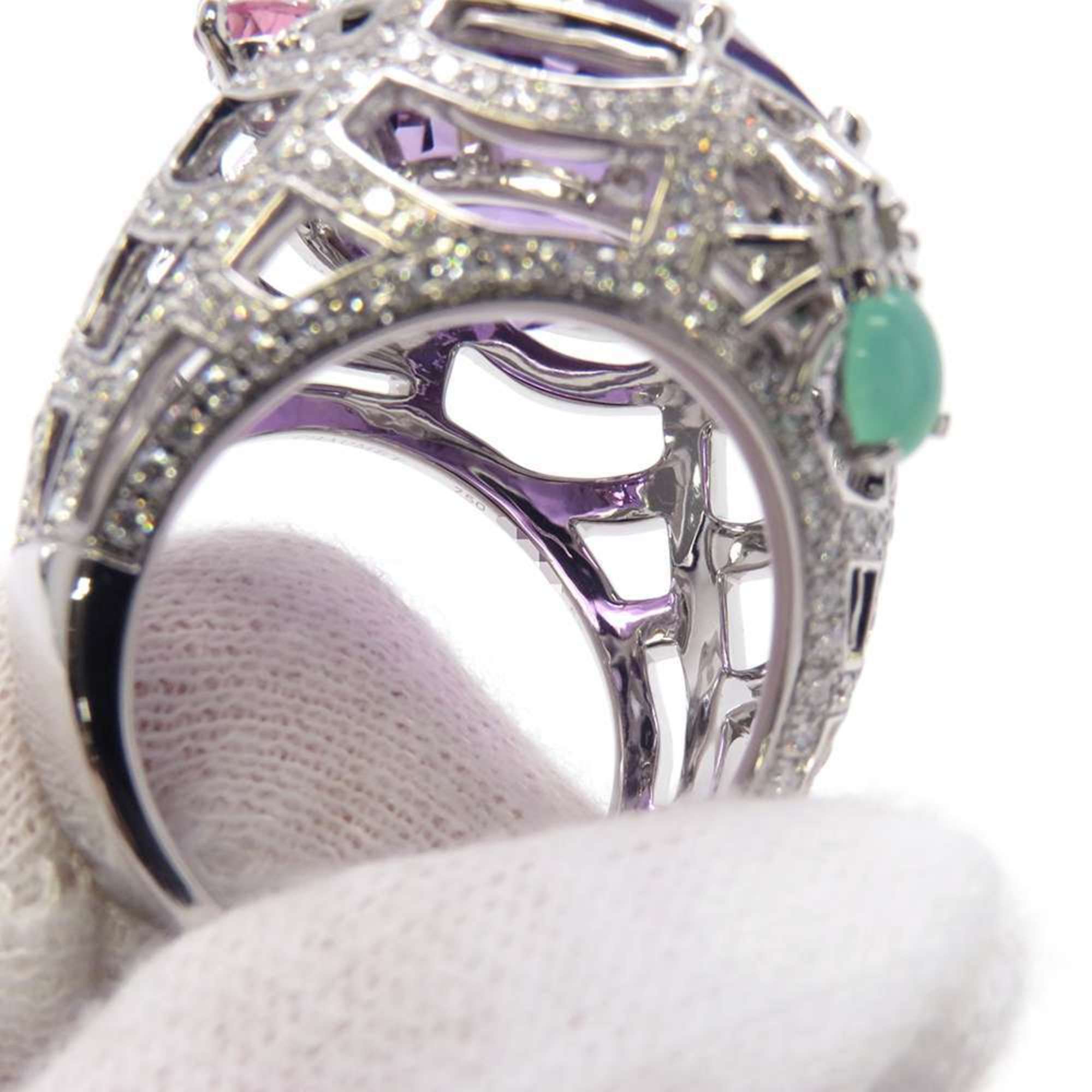 Chaumet Ring Attrape More Amethyst Diamond Fire Opal Chrysoprase Pink Tourmaline Citrine K18WG Size 52