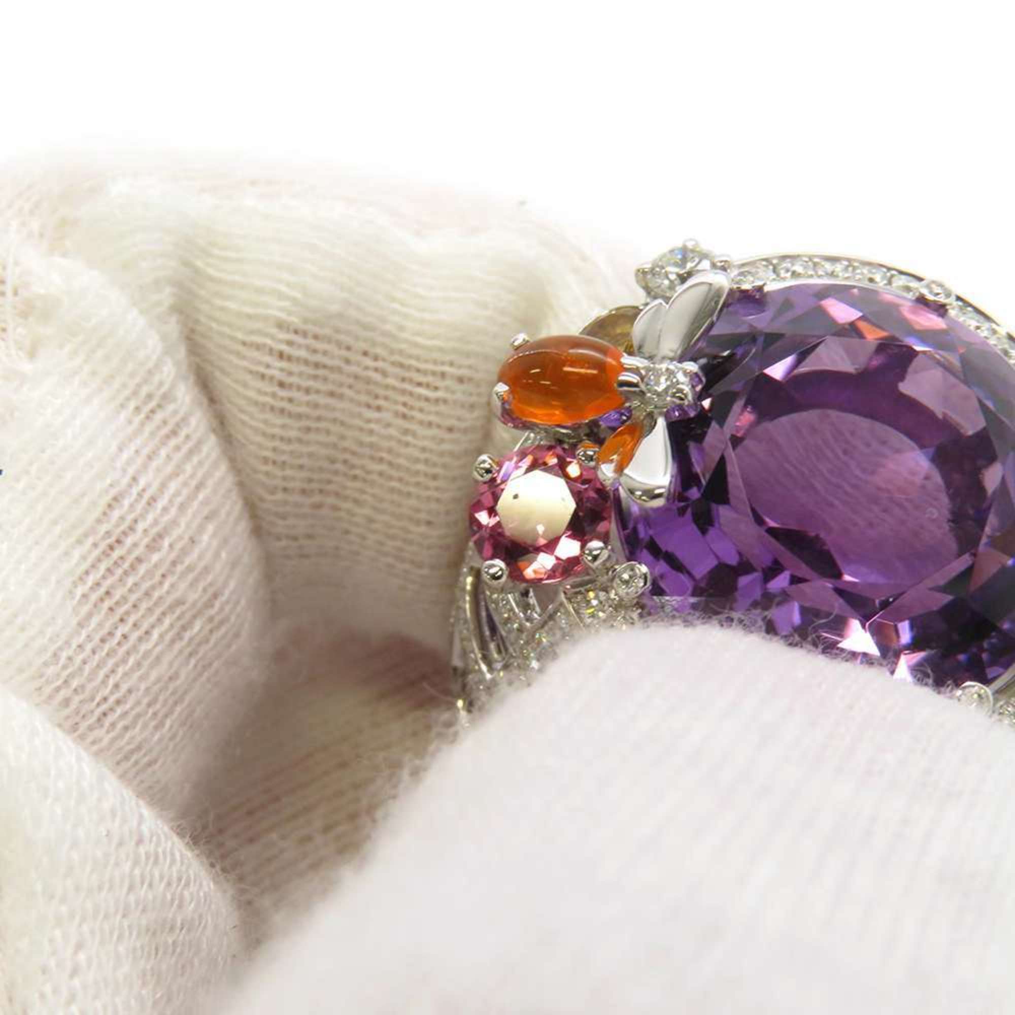 Chaumet Ring Attrape More Amethyst Diamond Fire Opal Chrysoprase Pink Tourmaline Citrine K18WG Size 52