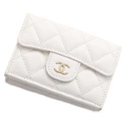 Chanel Tri-fold Wallet Matelasse Coco Mark Classic Small Flap AP0230 CHANEL White