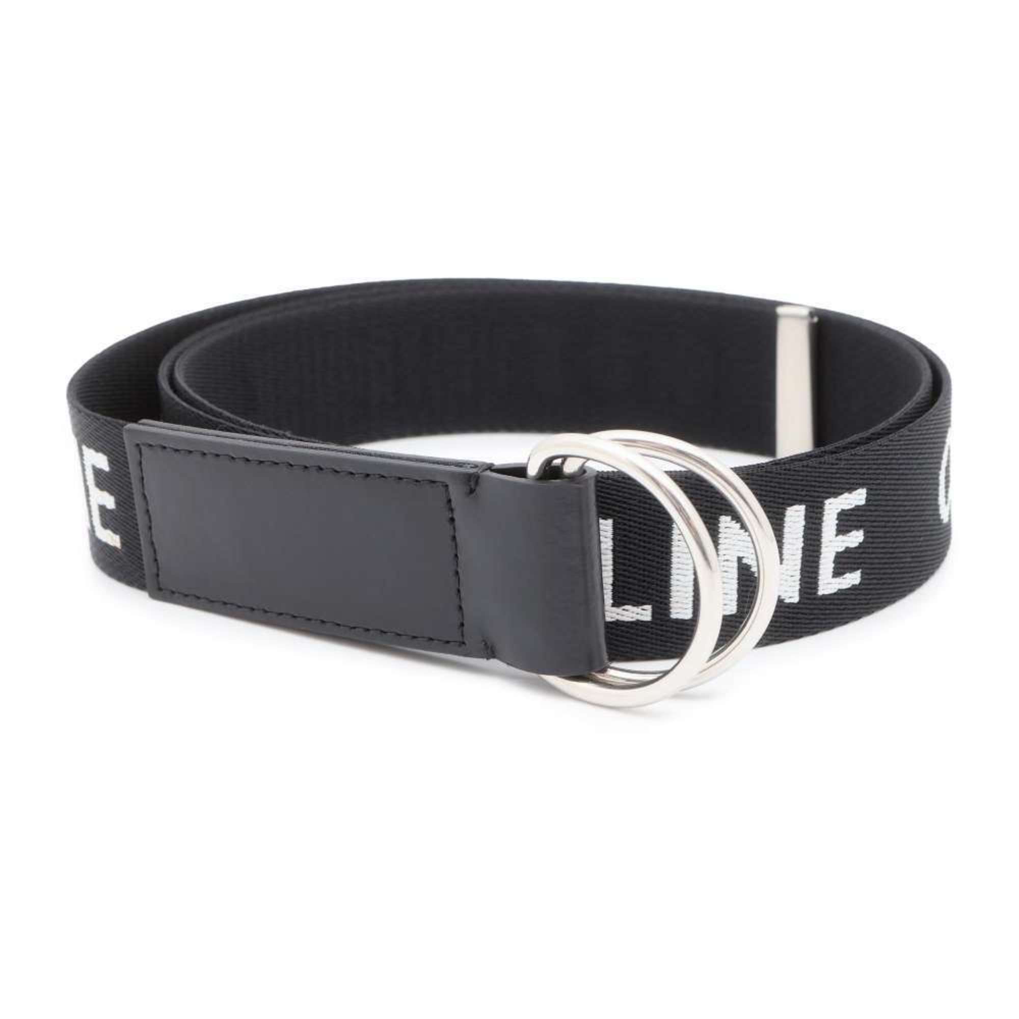 CELINE Belt Double Ring Canvas 45AVS2AEO.38SI Black