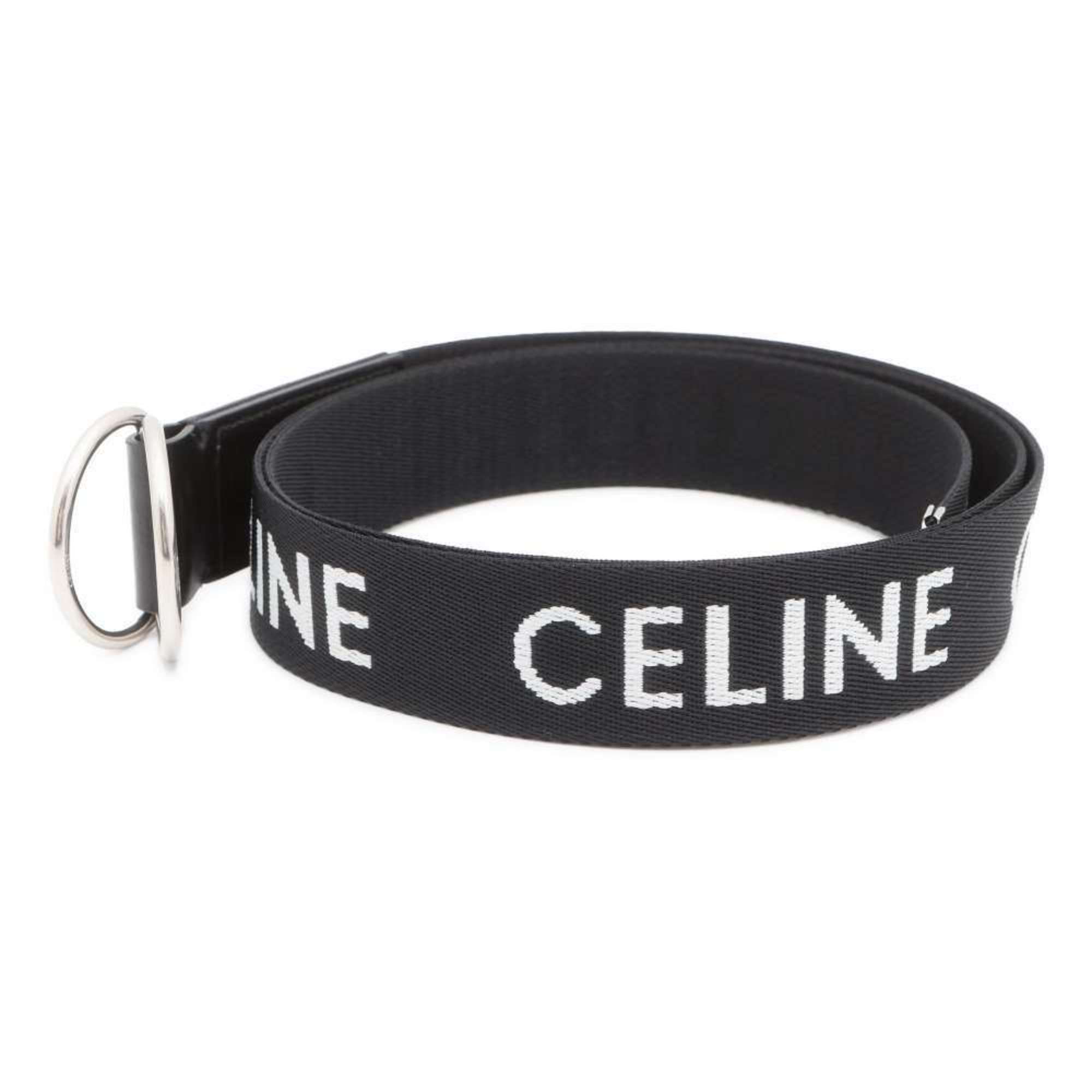 CELINE Belt Double Ring Canvas 45AVS2AEO.38SI Black