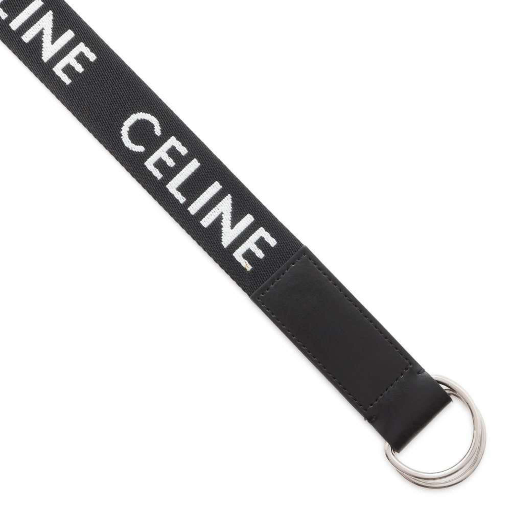 CELINE Belt Double Ring Canvas 45AVS2AEO.38SI Black