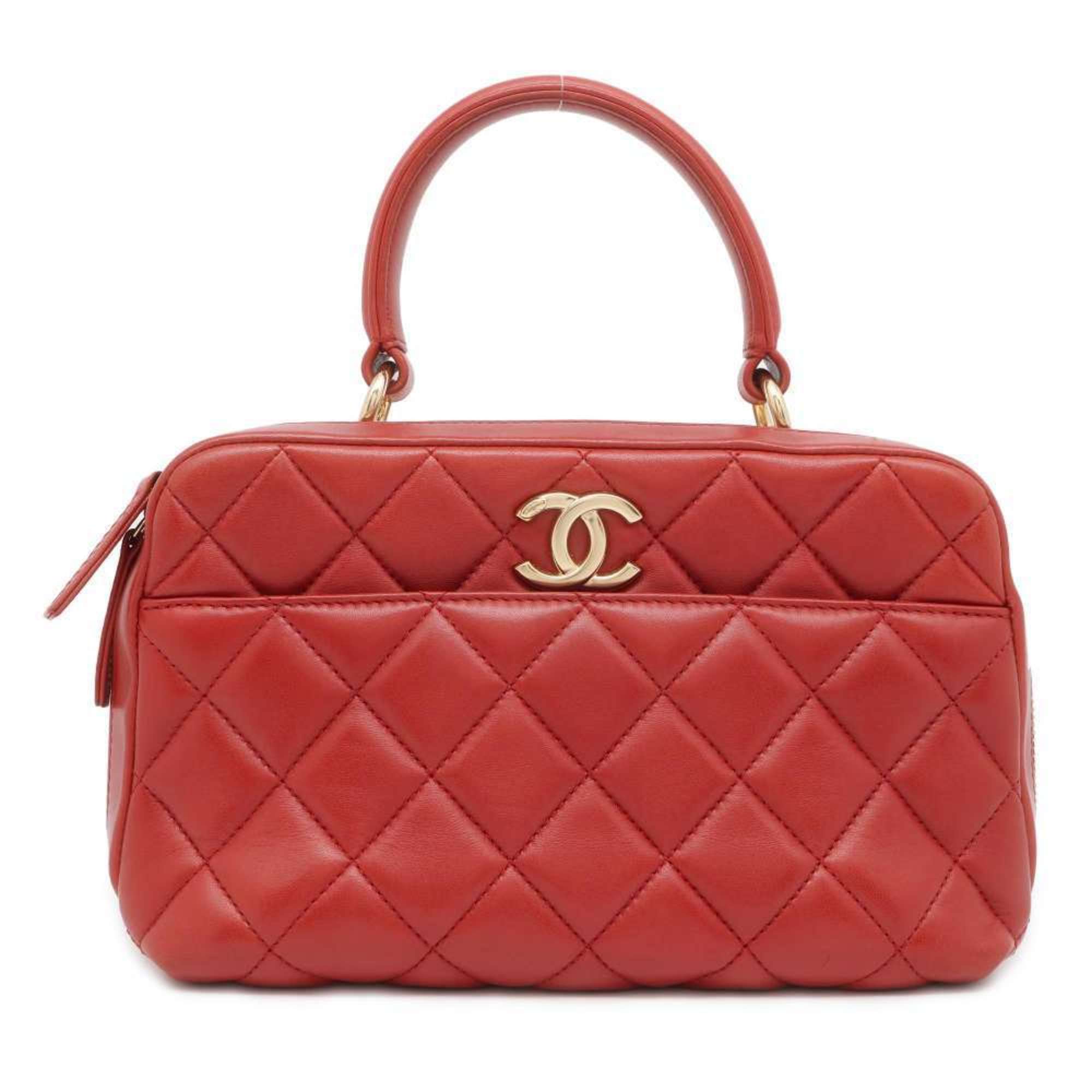 Chanel handbag, matelasse, coco mark, bowling bag, lambskin, CHANEL 2way shoulder bag