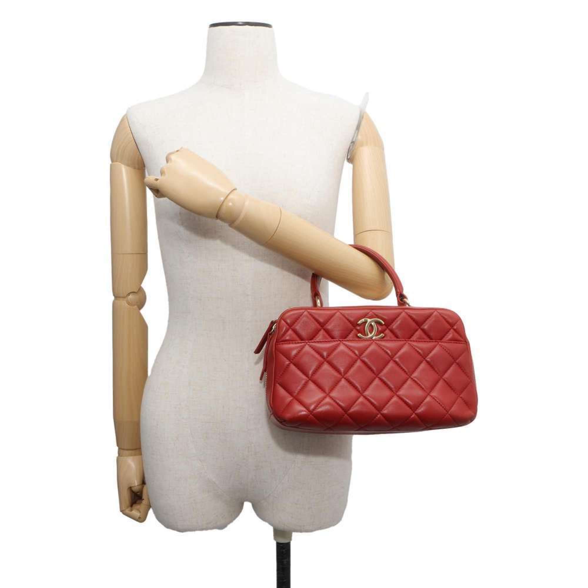 Chanel handbag, matelasse, coco mark, bowling bag, lambskin, CHANEL 2way shoulder bag