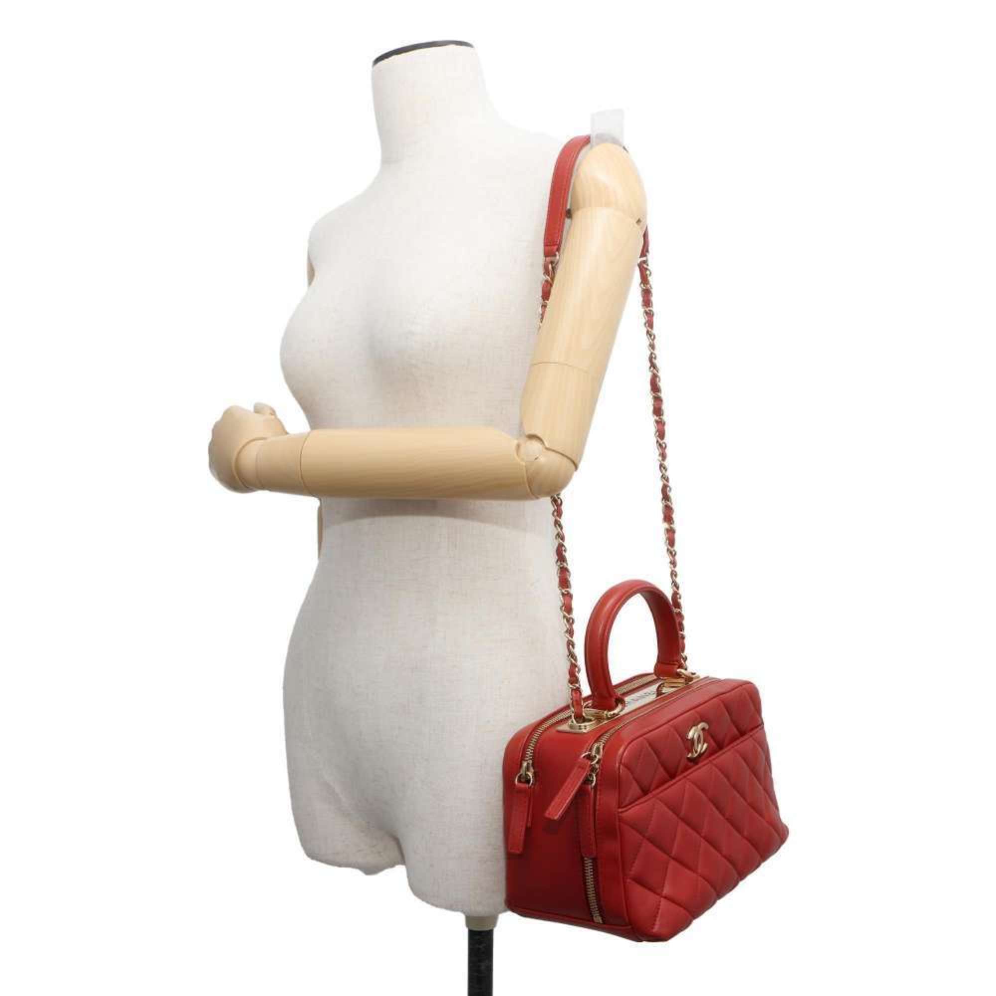 Chanel handbag, matelasse, coco mark, bowling bag, lambskin, CHANEL 2way shoulder bag