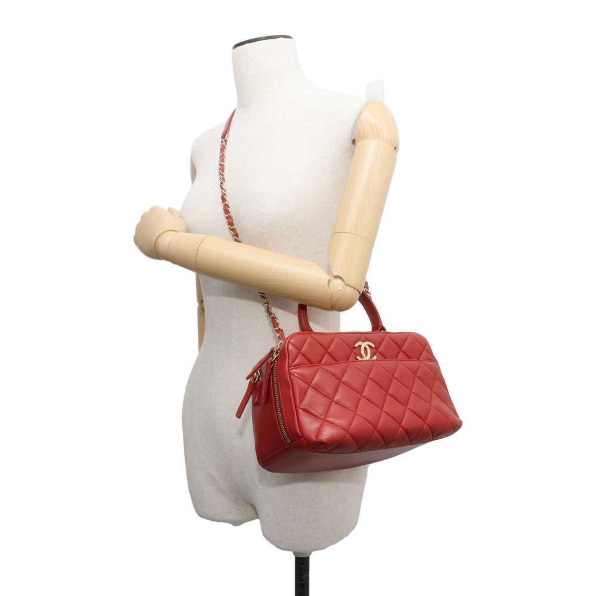 Chanel handbag, matelasse, coco mark, bowling bag, lambskin, CHANEL 2way shoulder bag