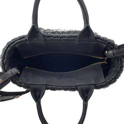 Prada handbag raffia canvas 1BG089 PRADA 2way shoulder bag black