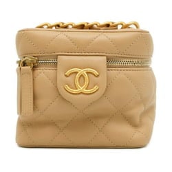 Chanel Chain Shoulder Bag Matelasse Vanity Coco Mark Leather AS3228 CHANEL