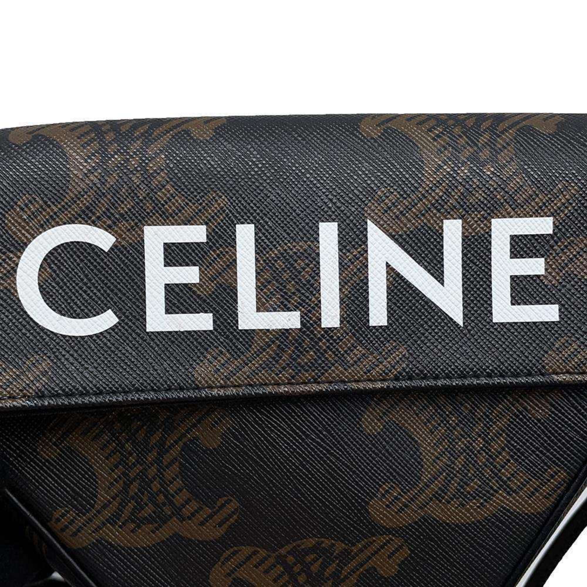 Celine Shoulder Bag Triomphe Triangle Leather 195902BZK CELINE Pochette