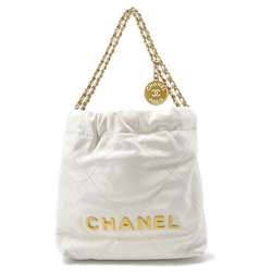 CHANEL Handbag 22 Coco Mark Shiny Calf Leather AS3980 2way White