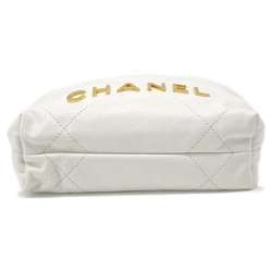 CHANEL Handbag 22 Coco Mark Shiny Calf Leather AS3980 2way White