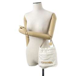 CHANEL Handbag 22 Coco Mark Shiny Calf Leather AS3980 2way White