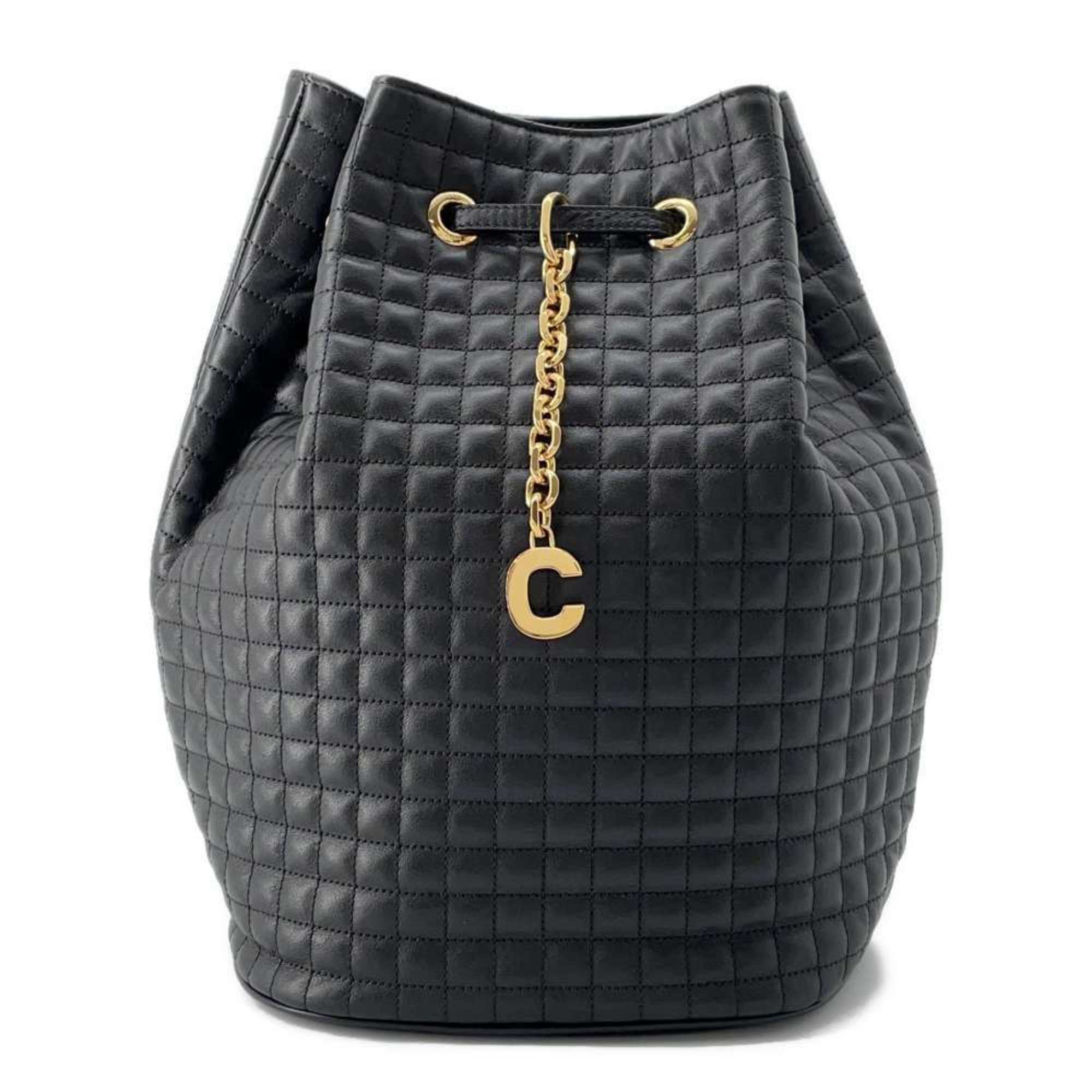 Celine Backpack C Charm Leather Small 188373 CELINE Bag Black