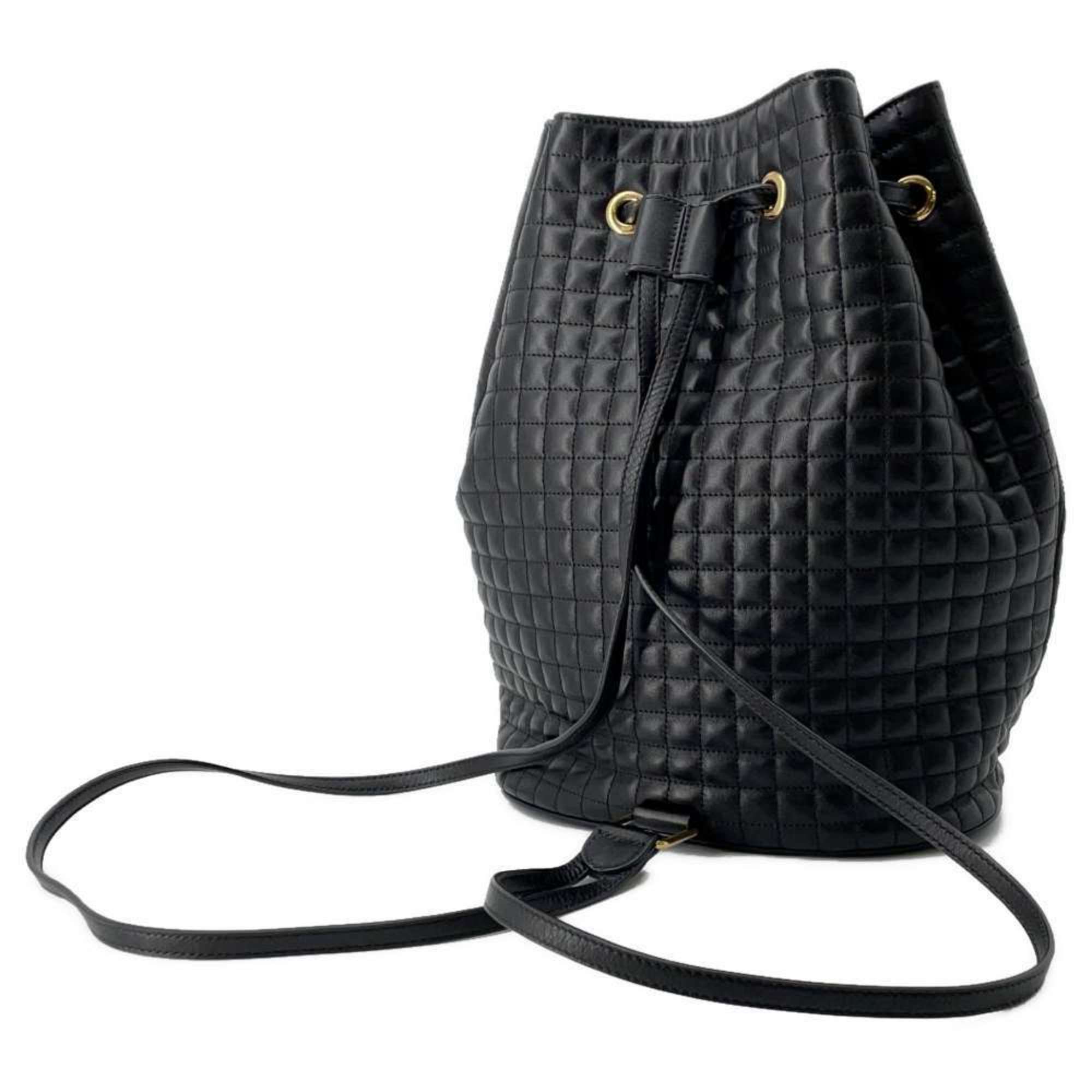 Celine Backpack C Charm Leather Small 188373 CELINE Bag Black