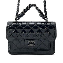 Chanel Chain Shoulder Bag Matelasse Coco Mark Shiny Calf Leather AS4051 CHANEL Black